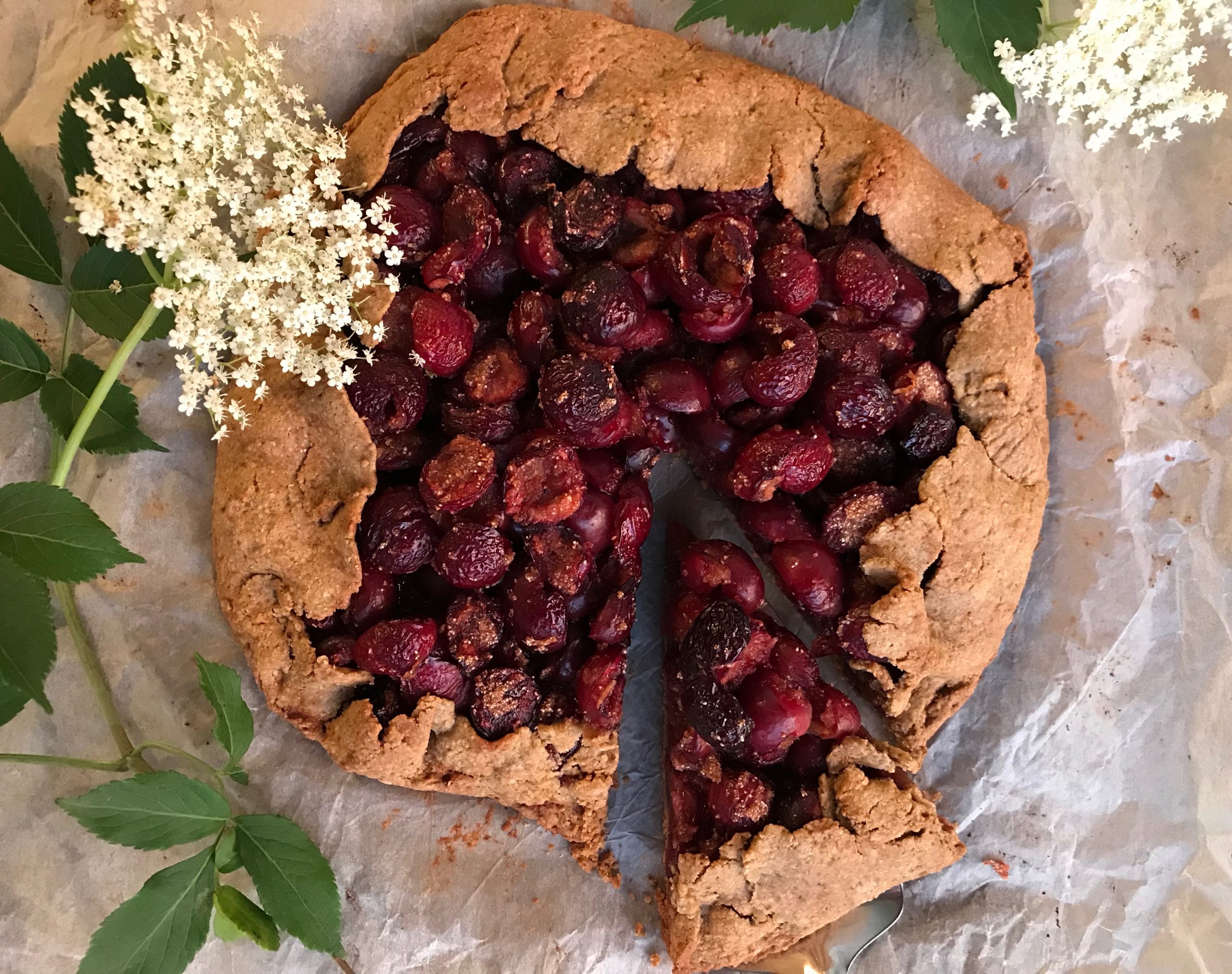 Elderberry cherry galette
